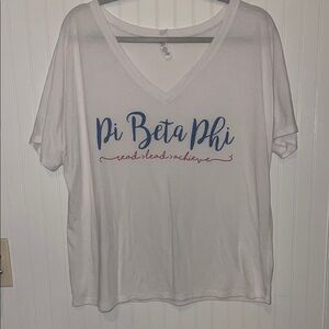 Pi Beta Phi Read Lead Achieve White V-Neck T-Shirt